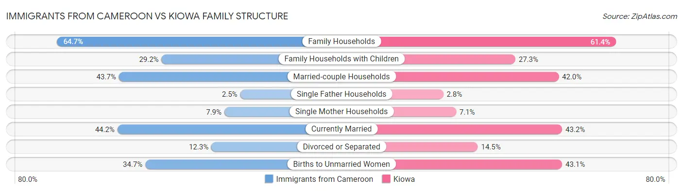 Immigrants from Cameroon vs Kiowa Family Structure