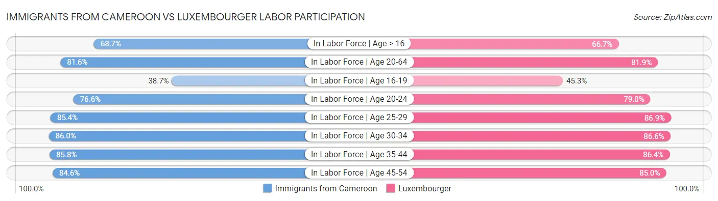 Immigrants from Cameroon vs Luxembourger Labor Participation
