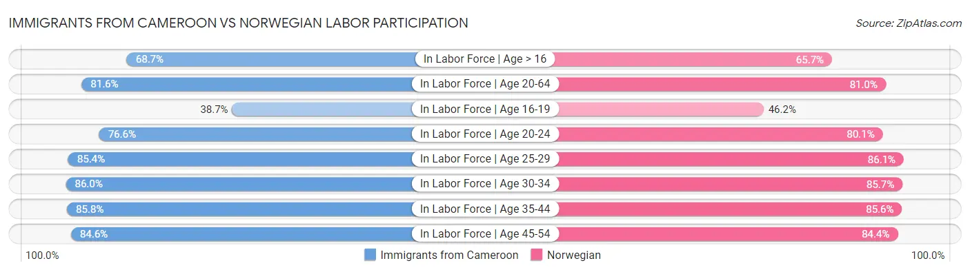 Immigrants from Cameroon vs Norwegian Labor Participation