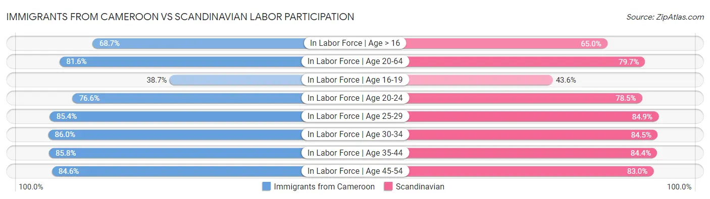 Immigrants from Cameroon vs Scandinavian Labor Participation