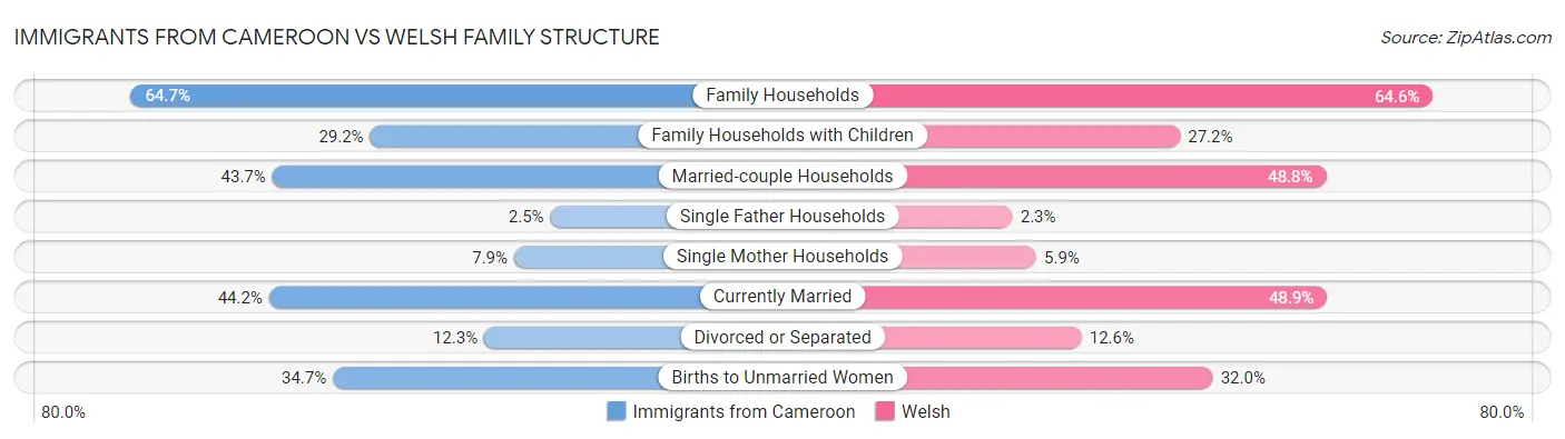 Immigrants from Cameroon vs Welsh Family Structure