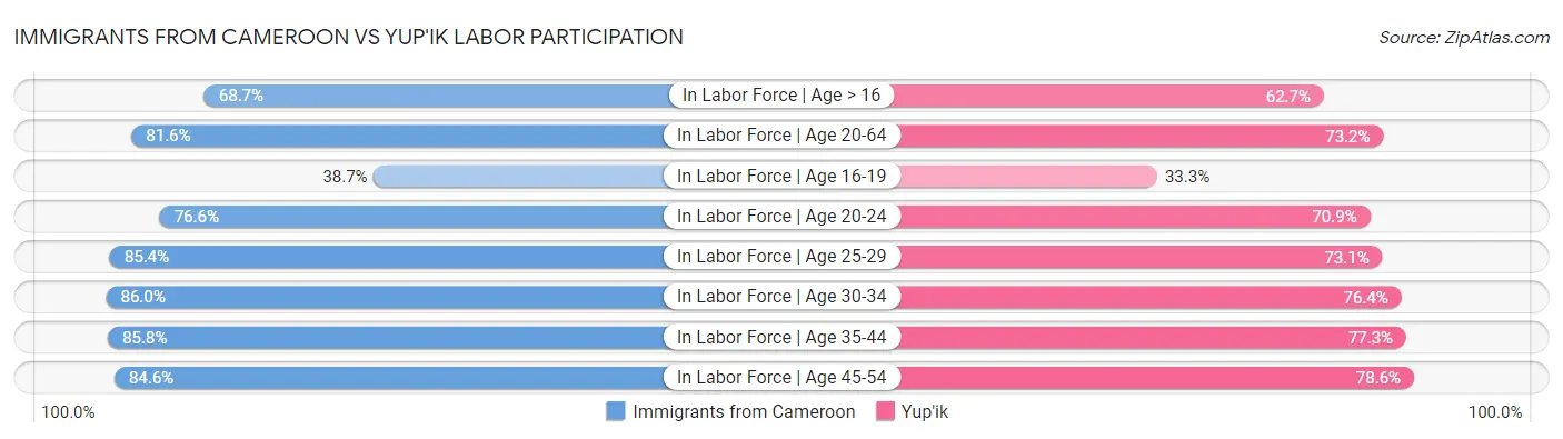 Immigrants from Cameroon vs Yup'ik Labor Participation