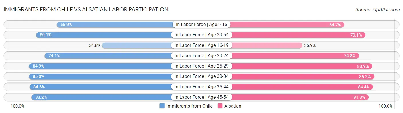 Immigrants from Chile vs Alsatian Labor Participation