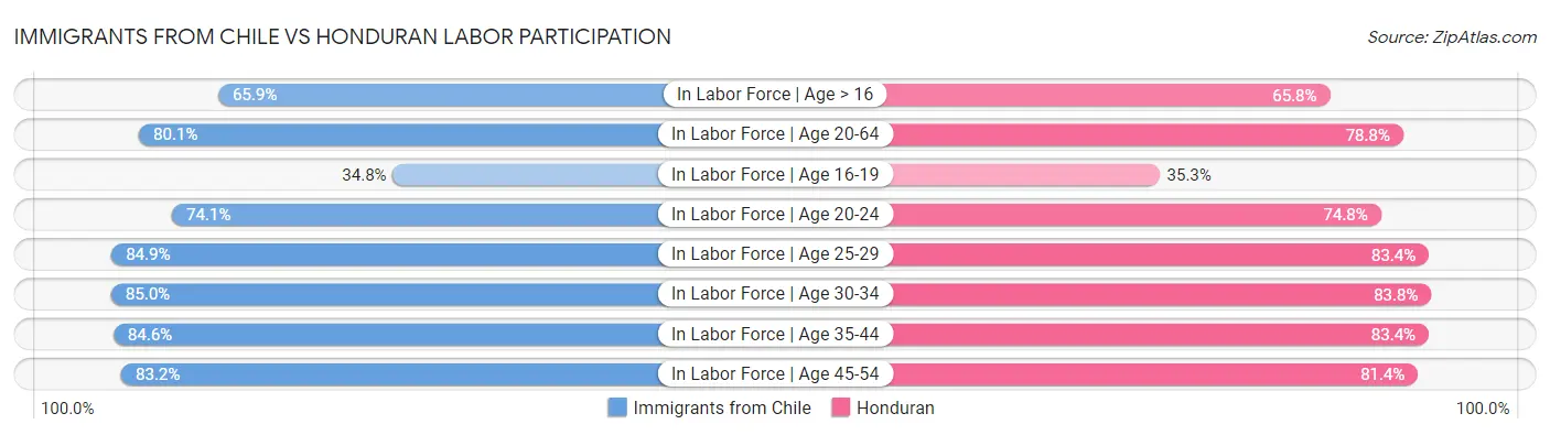 Immigrants from Chile vs Honduran Labor Participation