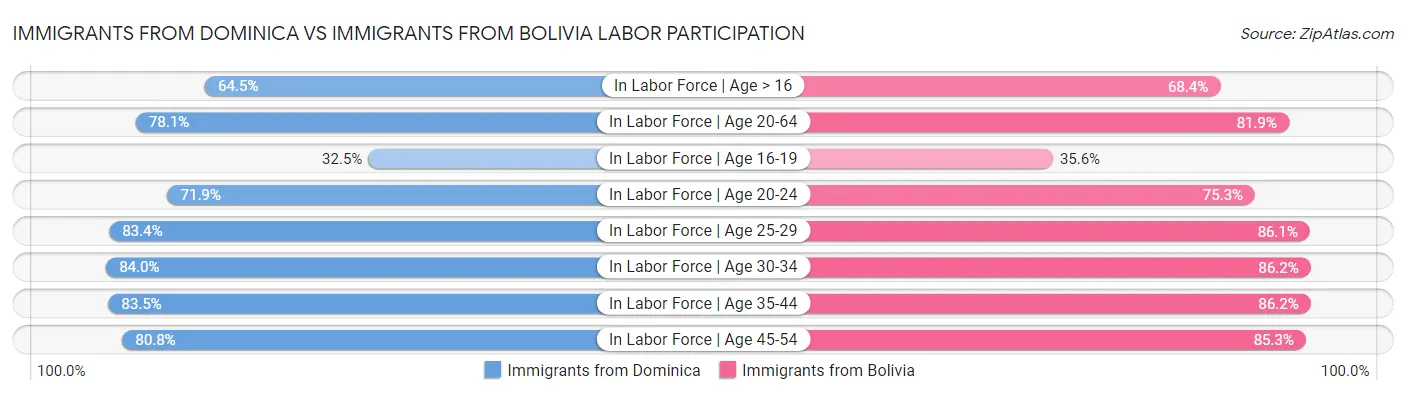 Immigrants from Dominica vs Immigrants from Bolivia Labor Participation