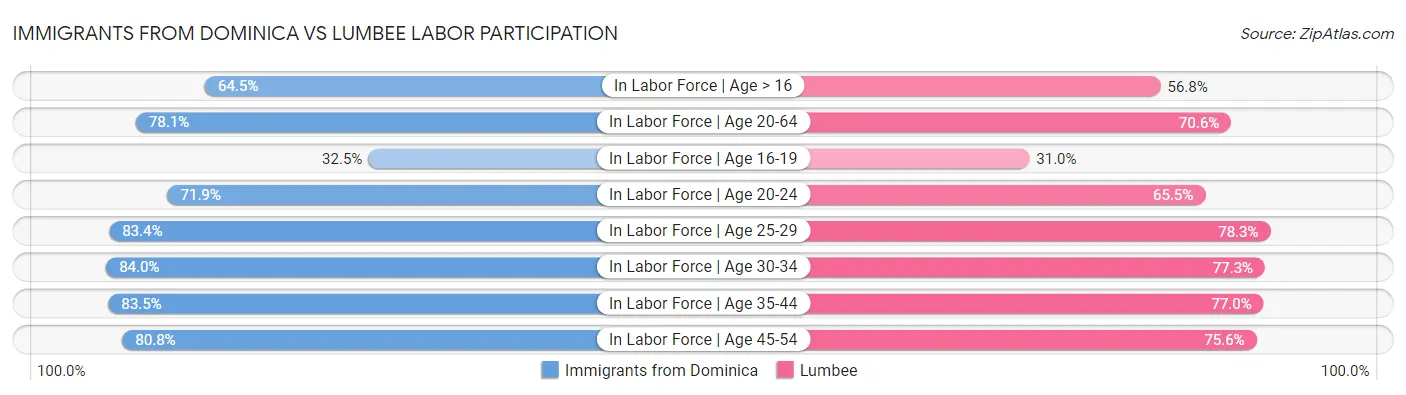 Immigrants from Dominica vs Lumbee Labor Participation