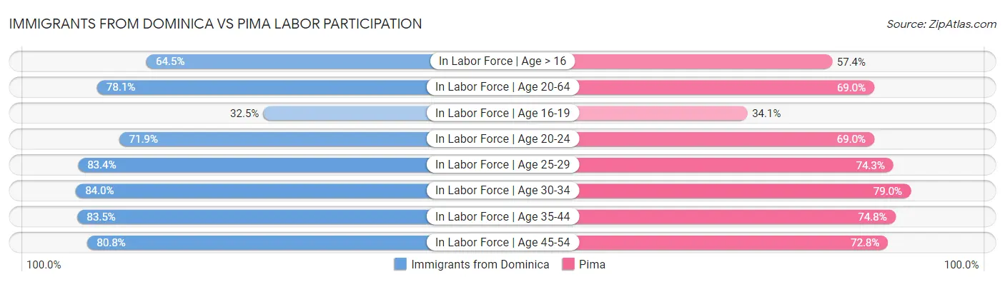 Immigrants from Dominica vs Pima Labor Participation