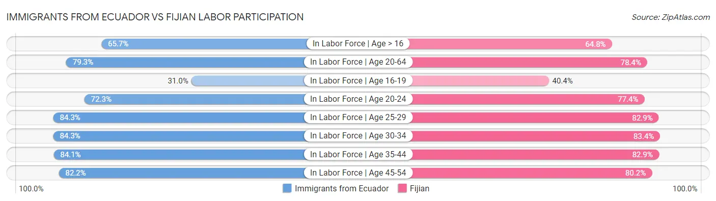 Immigrants from Ecuador vs Fijian Labor Participation
