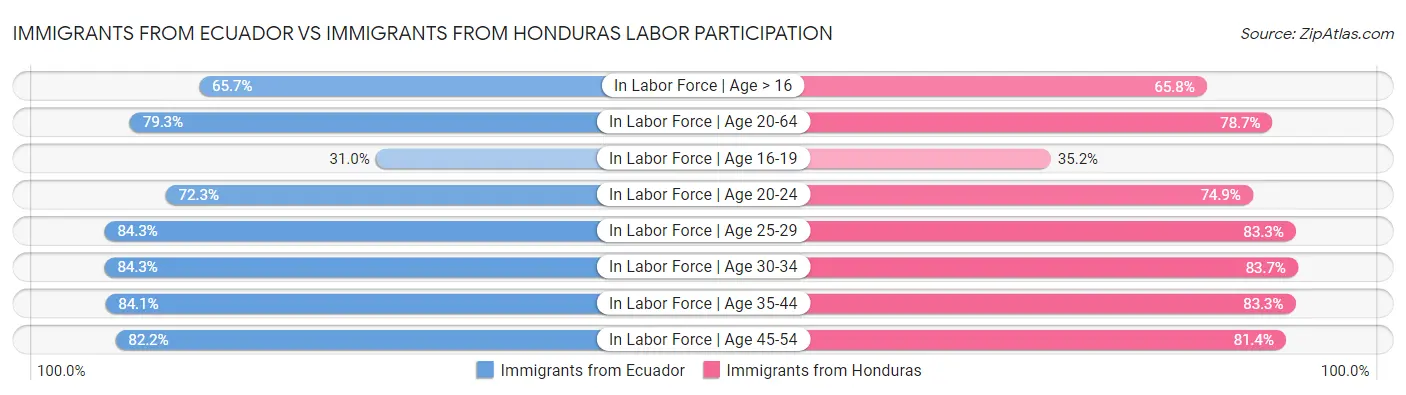 Immigrants from Ecuador vs Immigrants from Honduras Labor Participation