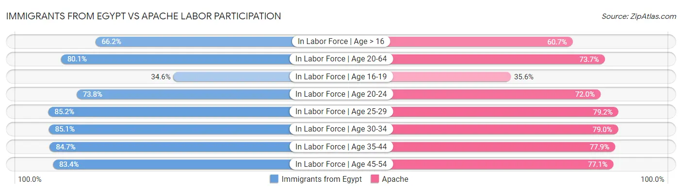 Immigrants from Egypt vs Apache Labor Participation