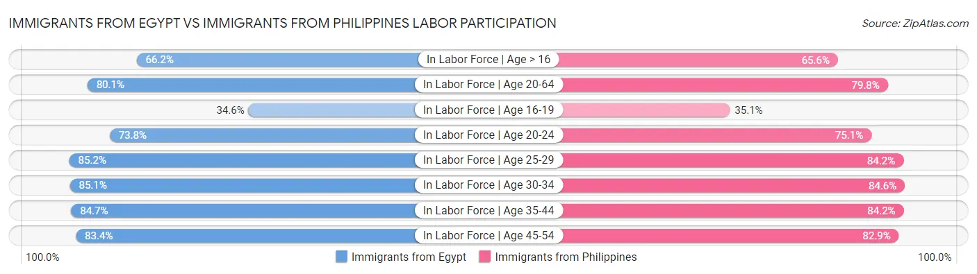 Immigrants from Egypt vs Immigrants from Philippines Labor Participation