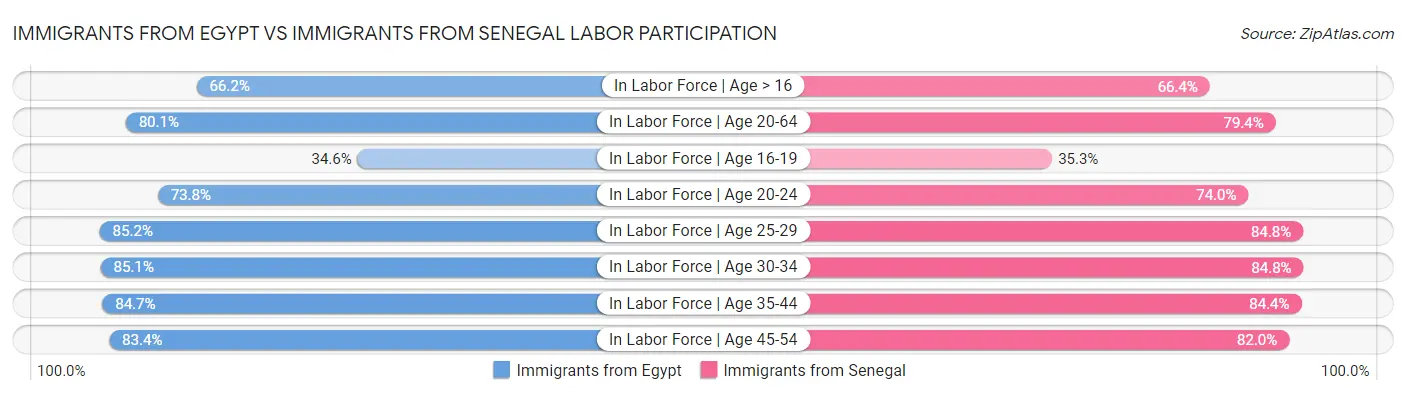 Immigrants from Egypt vs Immigrants from Senegal Labor Participation