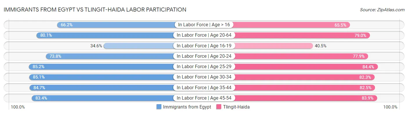 Immigrants from Egypt vs Tlingit-Haida Labor Participation