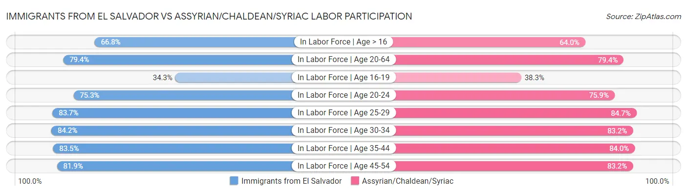 Immigrants from El Salvador vs Assyrian/Chaldean/Syriac Labor Participation
