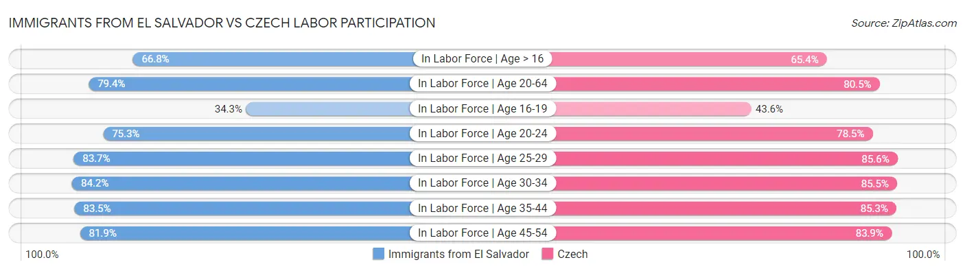 Immigrants from El Salvador vs Czech Labor Participation