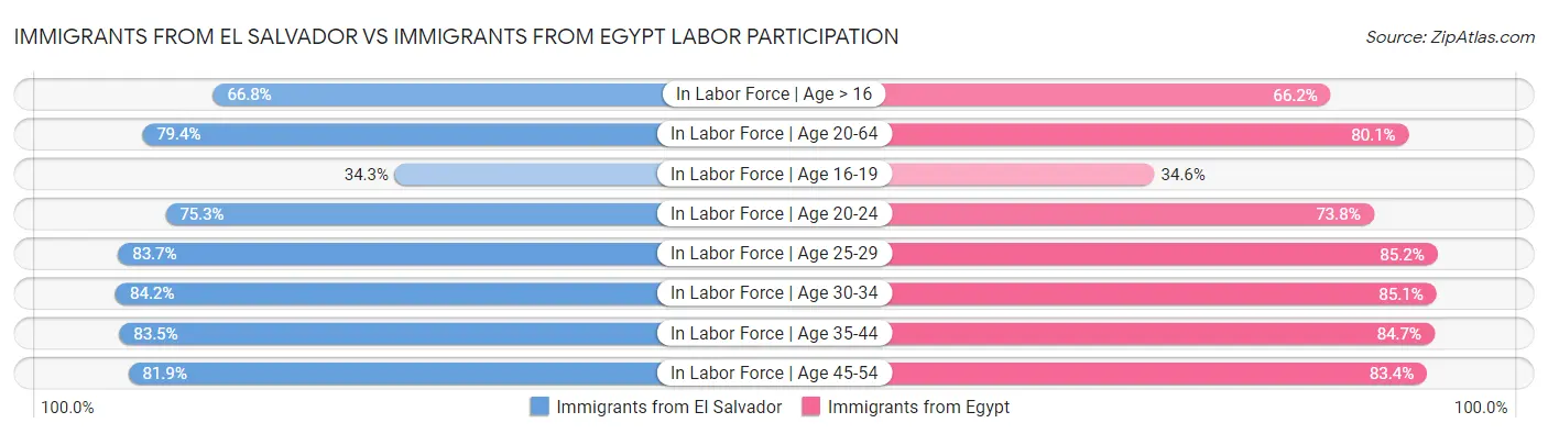 Immigrants from El Salvador vs Immigrants from Egypt Labor Participation