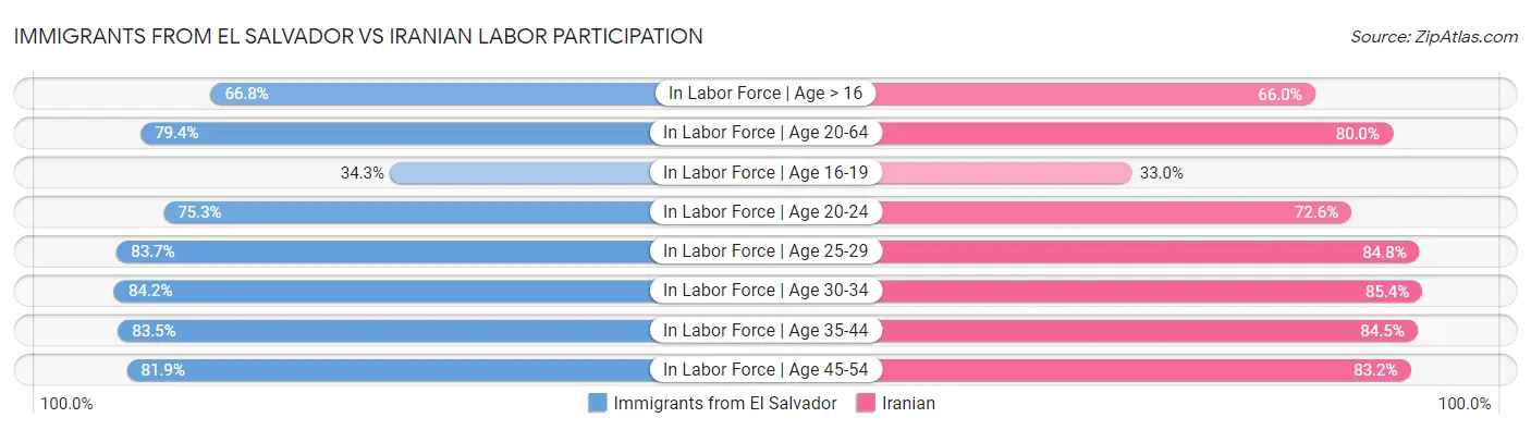 Immigrants from El Salvador vs Iranian Labor Participation
