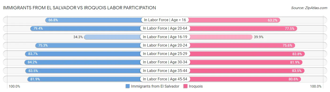 Immigrants from El Salvador vs Iroquois Labor Participation