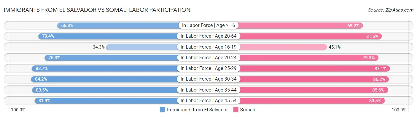 Immigrants from El Salvador vs Somali Labor Participation