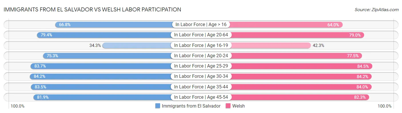 Immigrants from El Salvador vs Welsh Labor Participation