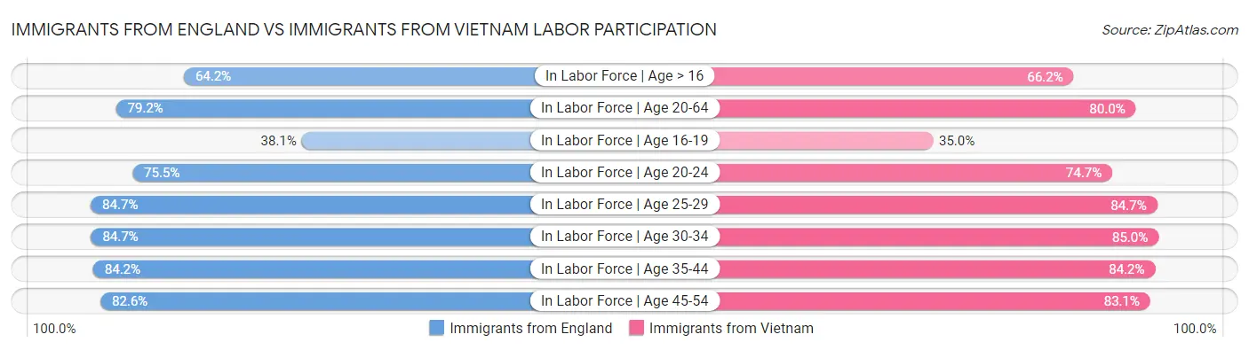Immigrants from England vs Immigrants from Vietnam Labor Participation