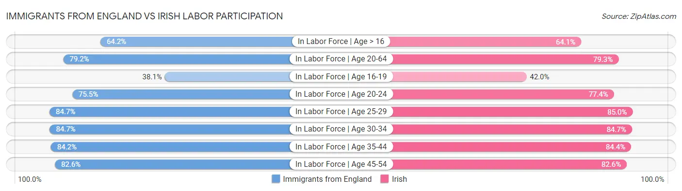 Immigrants from England vs Irish Labor Participation