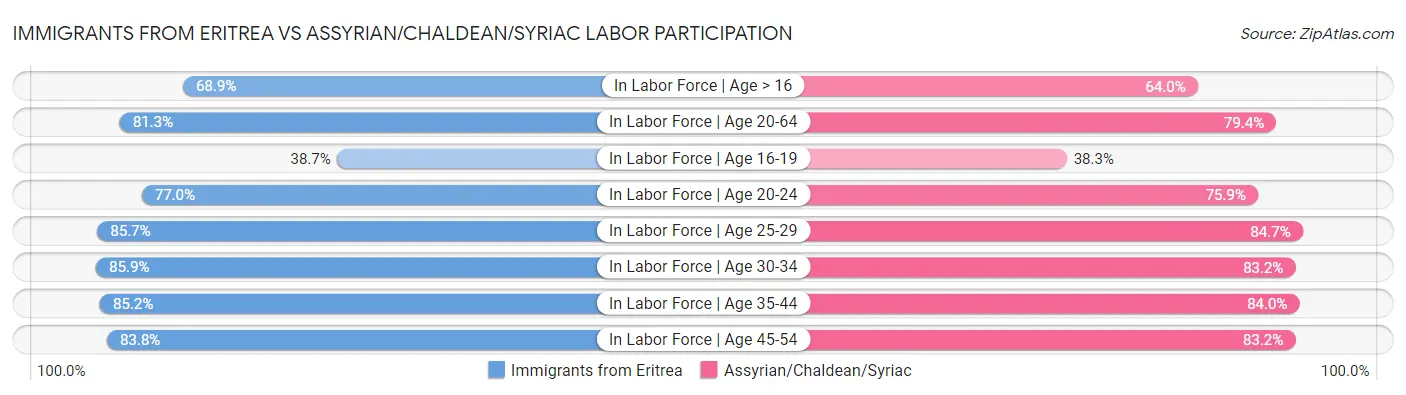 Immigrants from Eritrea vs Assyrian/Chaldean/Syriac Labor Participation