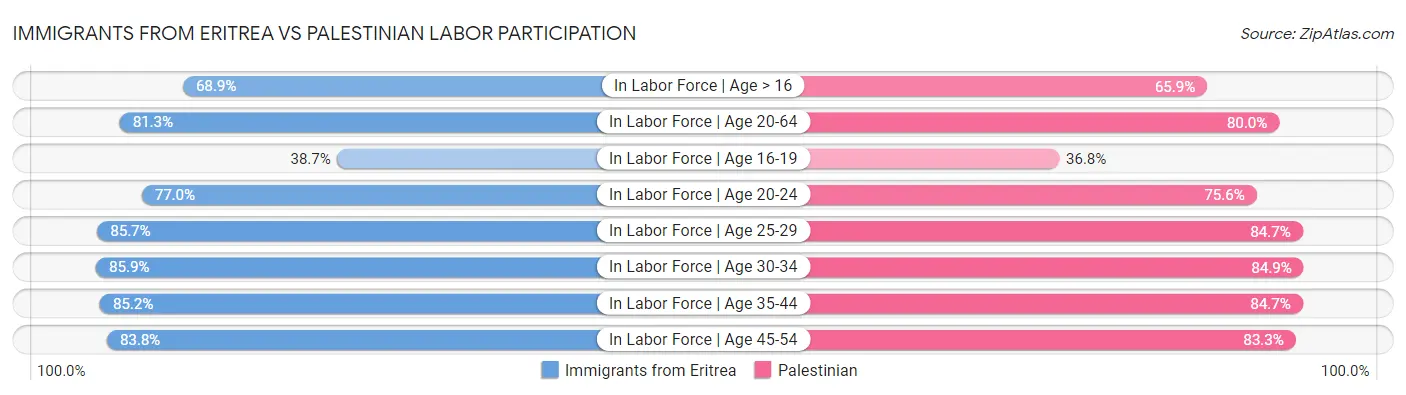 Immigrants from Eritrea vs Palestinian Labor Participation