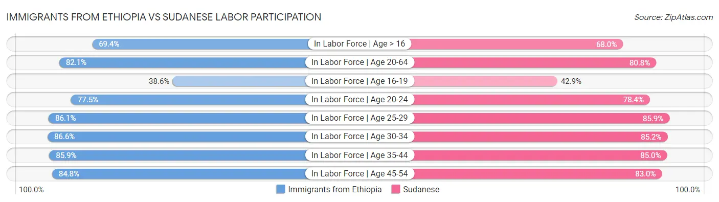 Immigrants from Ethiopia vs Sudanese Labor Participation