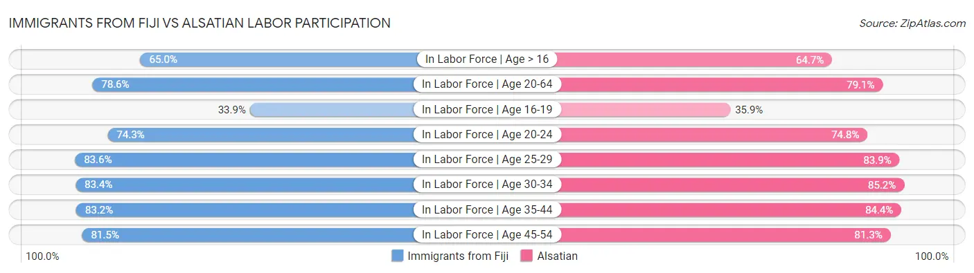 Immigrants from Fiji vs Alsatian Labor Participation