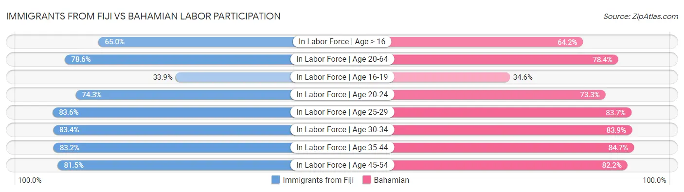 Immigrants from Fiji vs Bahamian Labor Participation