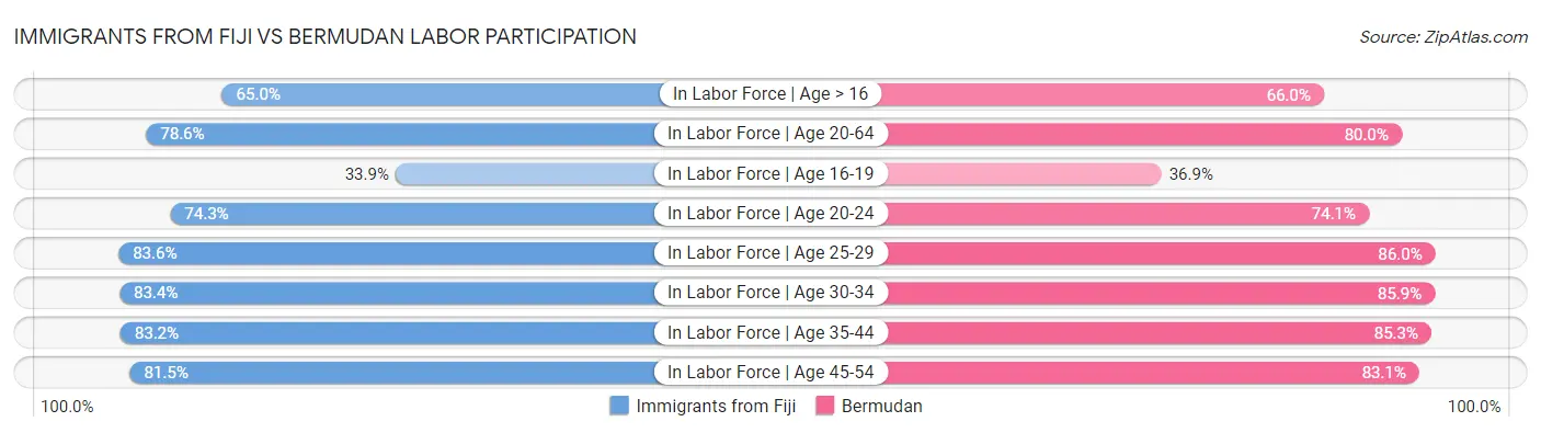 Immigrants from Fiji vs Bermudan Labor Participation