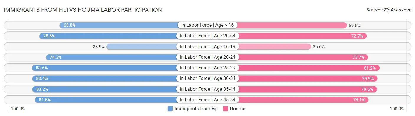 Immigrants from Fiji vs Houma Labor Participation
