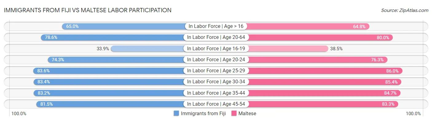 Immigrants from Fiji vs Maltese Labor Participation
