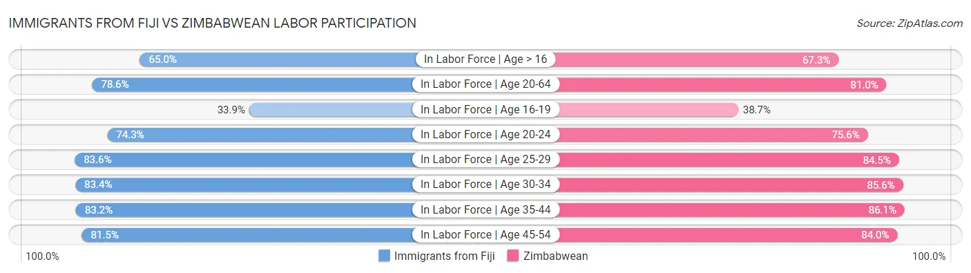 Immigrants from Fiji vs Zimbabwean Labor Participation