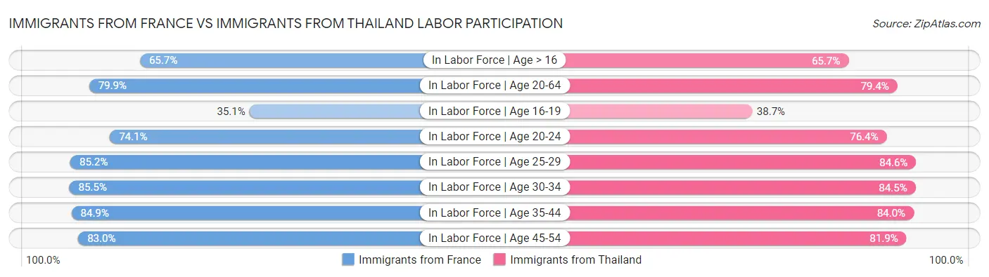 Immigrants from France vs Immigrants from Thailand Labor Participation