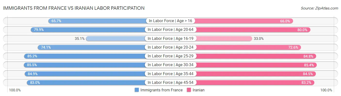 Immigrants from France vs Iranian Labor Participation