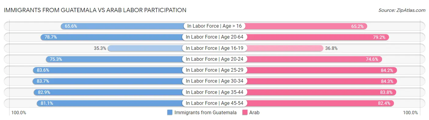 Immigrants from Guatemala vs Arab Labor Participation