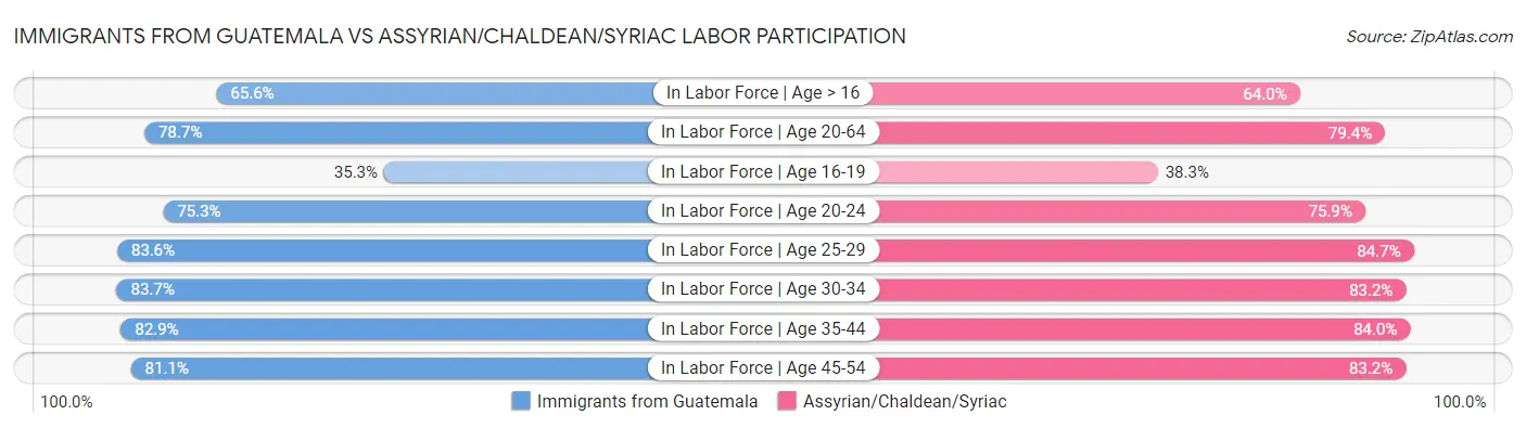 Immigrants from Guatemala vs Assyrian/Chaldean/Syriac Labor Participation