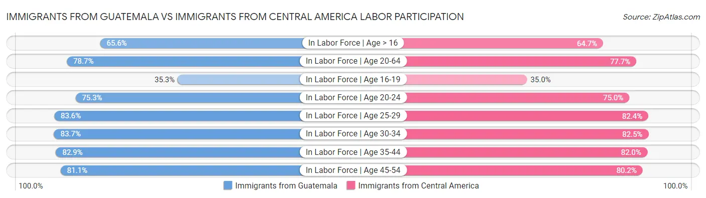 Immigrants from Guatemala vs Immigrants from Central America Labor Participation