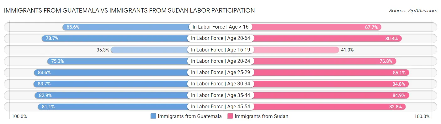 Immigrants from Guatemala vs Immigrants from Sudan Labor Participation