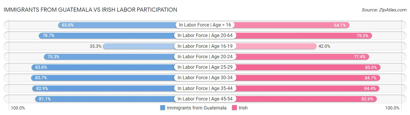 Immigrants from Guatemala vs Irish Labor Participation
