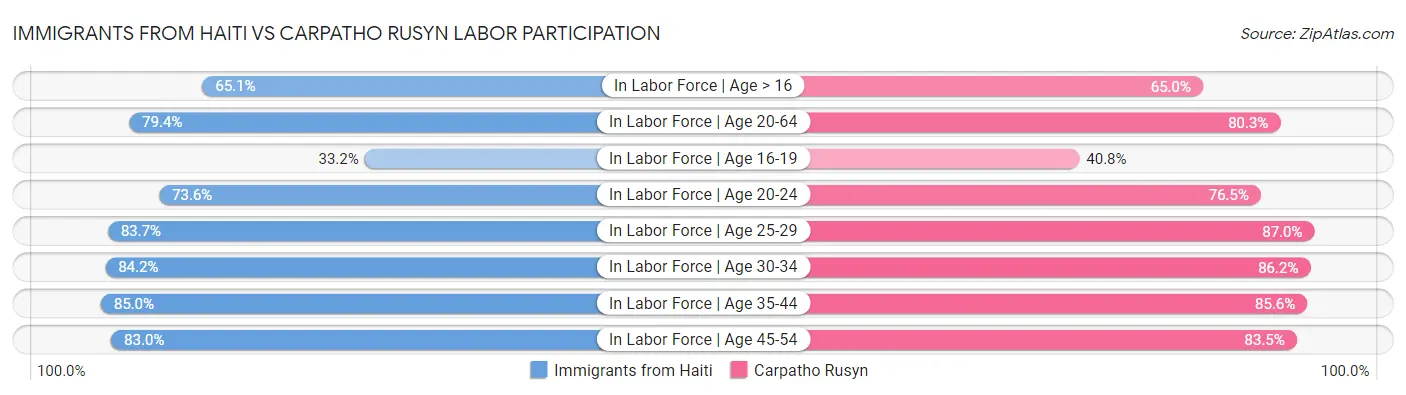 Immigrants from Haiti vs Carpatho Rusyn Labor Participation