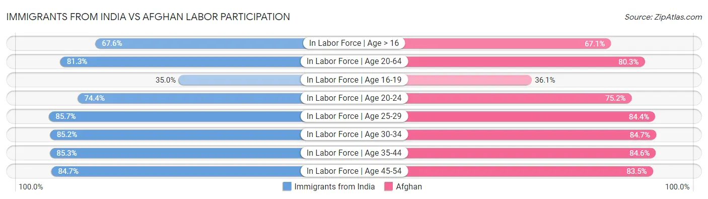 Immigrants from India vs Afghan Labor Participation