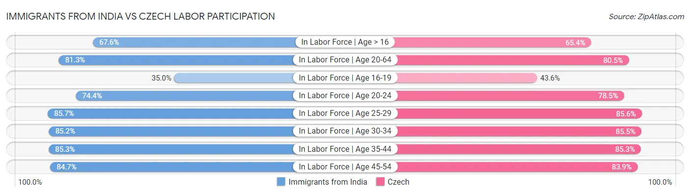 Immigrants from India vs Czech Labor Participation