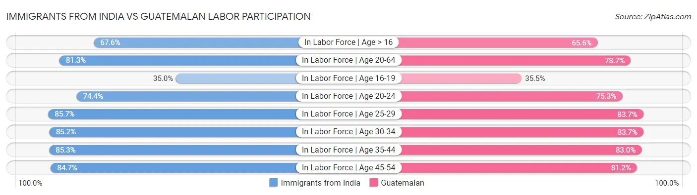 Immigrants from India vs Guatemalan Labor Participation