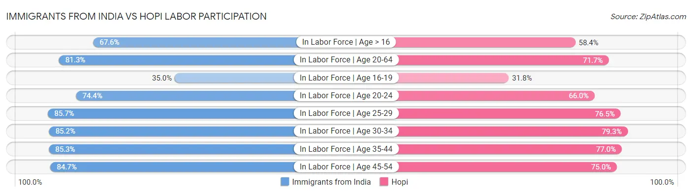 Immigrants from India vs Hopi Labor Participation