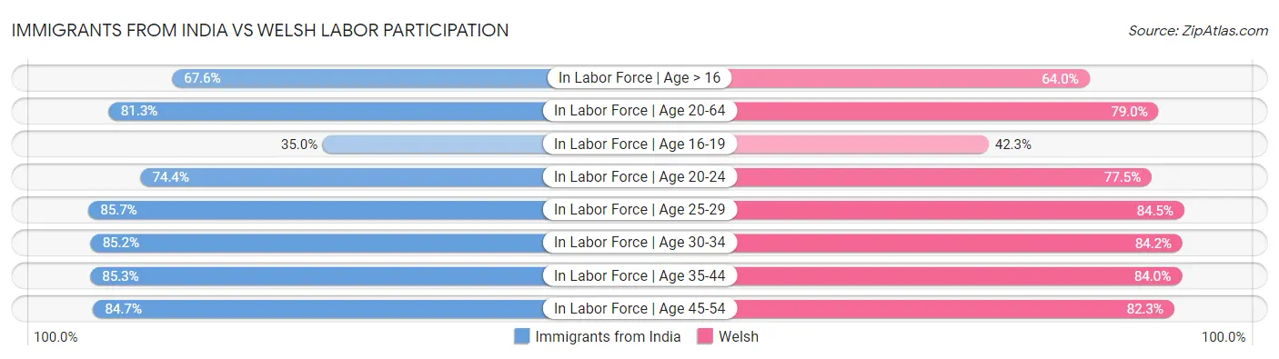 Immigrants from India vs Welsh Labor Participation