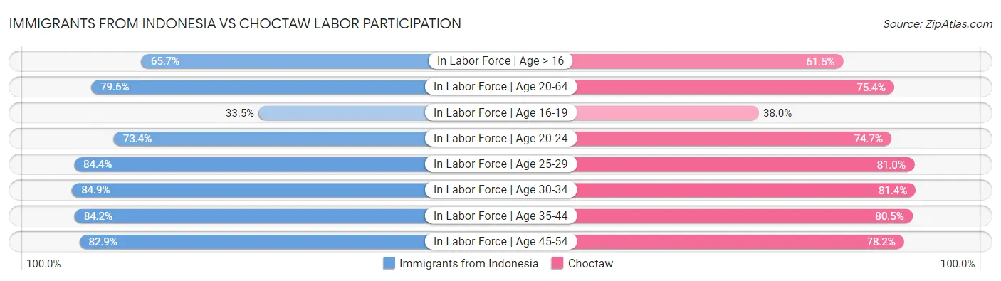 Immigrants from Indonesia vs Choctaw Labor Participation
