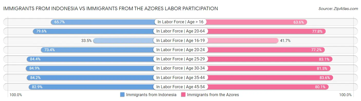 Immigrants from Indonesia vs Immigrants from the Azores Labor Participation